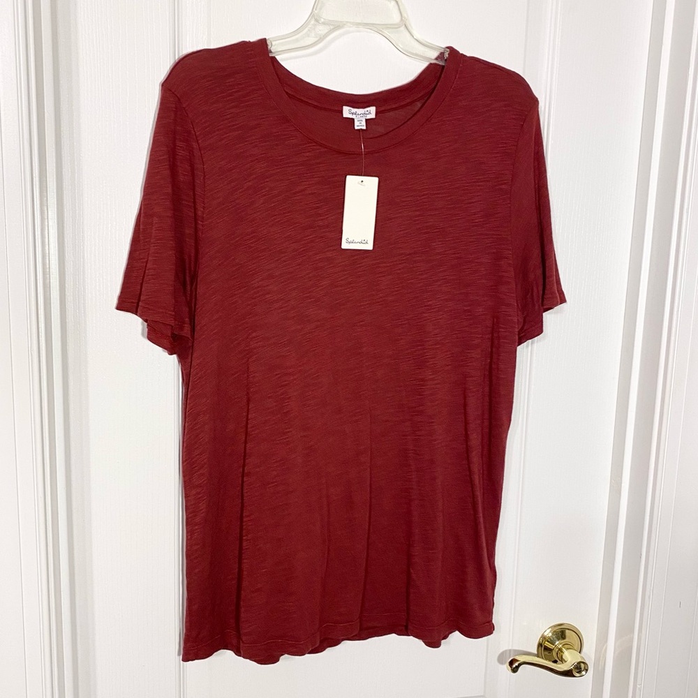 Splendid Zoe Slub Knit Supima Cotton & Modal Crewneck Tee Ruby Red XL